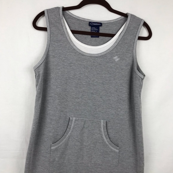 Catalina Tank Dress Gray w Faux Tank Sz Large - Picture 4 of 5